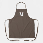 Tablier Personnaliser monogramme marron blanc initial (Recto)