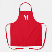 Tablier Personnaliser monogramme rouge initial blanc (Recto)