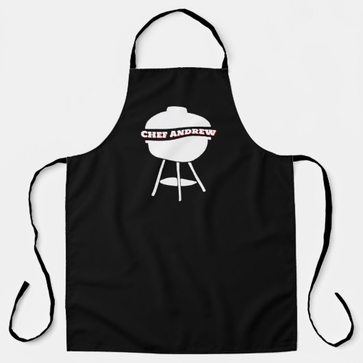 Tablier Personnaliser Nom du chef noir Monogram BBBQ Grill (Recto)