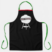 Tablier Personnaliser Nom du chef noir Monogram Grill Noël (Recto)