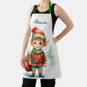 Tablier Personnaliser Nom elfe de Noël avec sac de cadeaux (Insitu)