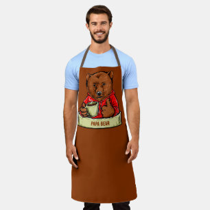 Tablier Personnaliser Papa Ours en peluche Café Petit déje