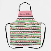 Tablier Personnaliser Pastèque Rose Vert Blanc Noir (Recto)