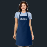 Tablier Personnaliser personnalisation NOM monogramme bleu<br><div class="desc">Personnaliser personnalisez NOM monogramme bleu marine blanc tablier élégant,  mignon,  lavande et blanc. Idéal pour cuisiniers,  chefs,  poteries,  céramiques,  artisanat,  travail,  cuisine,  boulangerie,  barbecue,  grill,  mais aussi pour les entreprises et les magasins,  etc</div>