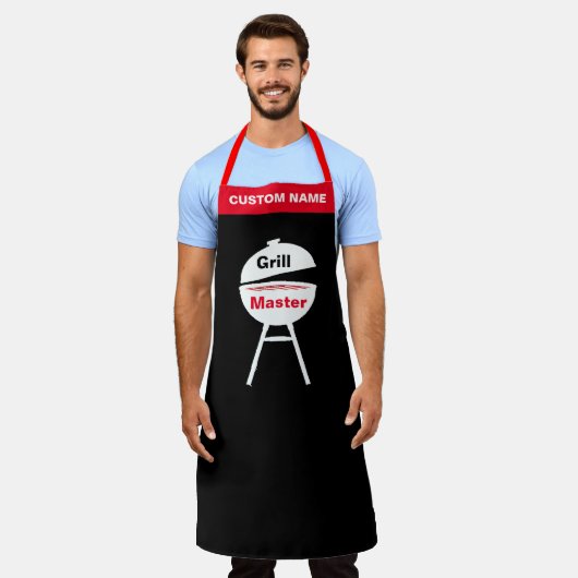 Tablier Personnaliser Personnaliser Nom Grill Chef Mens Fe (Porté)