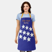 Tablier Personnaliser Star Chef Bleu + Sangles Orange (Porté)