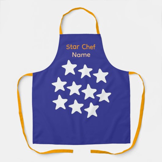 Tablier Personnaliser Star Chef Bleu + Sangles Orange (Recto)