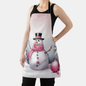 Tablier Personnaliser : Thème rose Arbre de Noël & Snowman (Insitu)