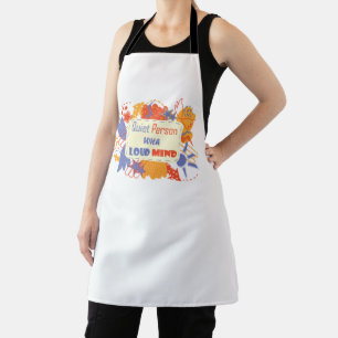 Tablier Personne silencieuse avec esprit bruyant bleu jaun