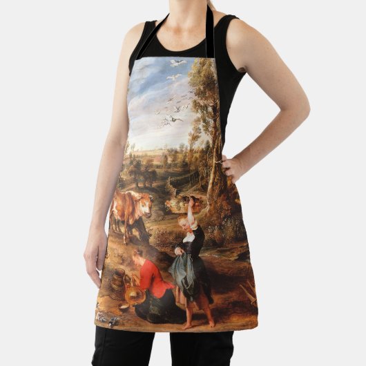 Tablier Peter Paul Rubens Milkmaips avec du bétail sur une (Insitu)