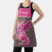 Tablier Petit Bébé Dragon Purple Rose Cartoon Enfants (Insitu)