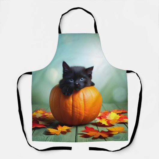 Tablier Petit chaton noir dans une citrouille (Recto)