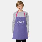 Tablier Petit Chef Violet Nom en Script Enfants Personnali (Porté)