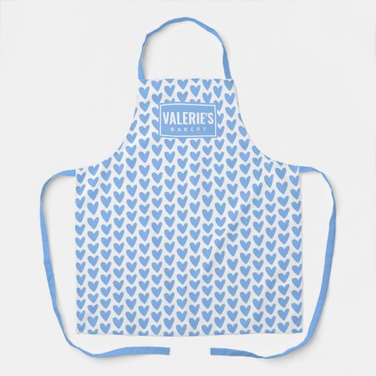 Tablier Petit Coeur Bleu Personnalisé Apron (Recto)