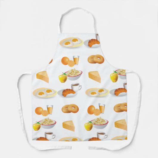 Tablier Petit Déjeuner Café, Croissant, Oeufs, Bagels (Recto)