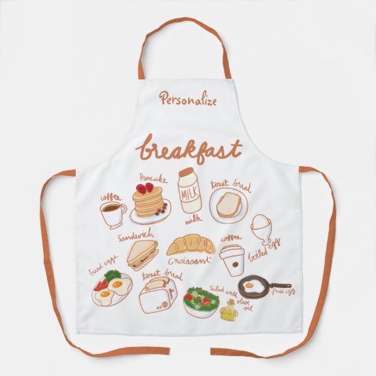 Tablier Petit-déjeuner Oeufs Coffee Pancakes Cuisine fémin (Recto)