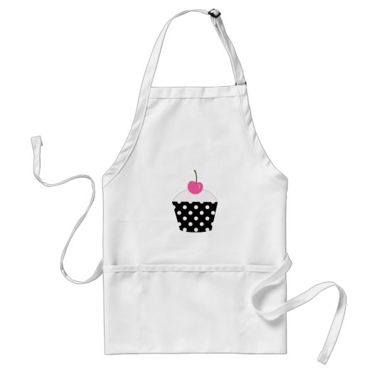 Tablier Petit gâteau noir et blanc de point de polka avec (Devant)