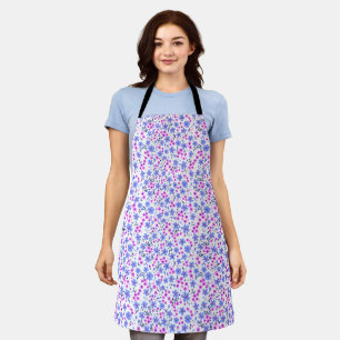 Tablier Petit motif floral blanc bleu rose mignon