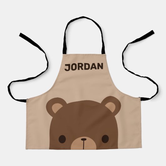 Tablier Petit ours Brown mignon avec nom personnalisé (Recto)