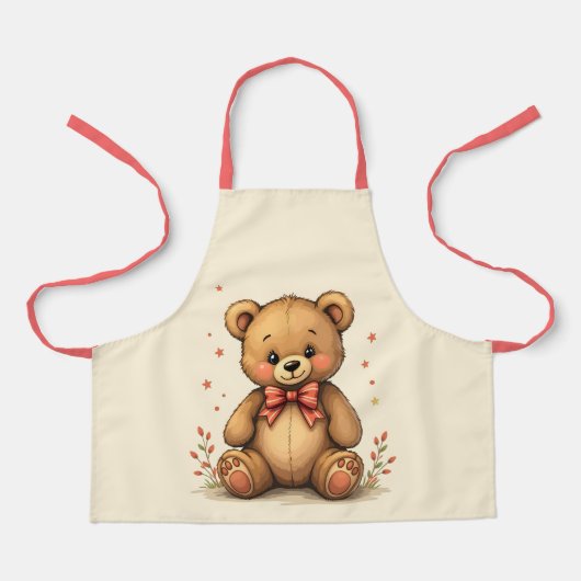 Tablier Petit ours brun mignon adorable avec cravate (Recto)