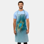 Tablier Petite Beauté Moderne Bleu Or Fractal Art Flower (Porté)