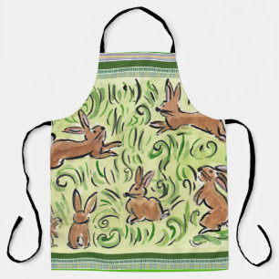 Tablier Petite Bunnies Brown Hopping sur Green