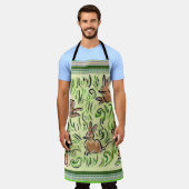 Tablier Petite Bunnies Brown Hopping sur Green (Porté)