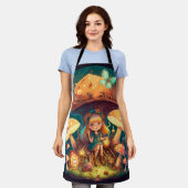 Tablier Petite elve de fille parmi les champignons (Porté)