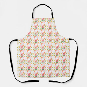 Tablier Petite fleur rouge bloc de patchwork