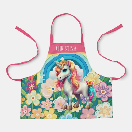 Tablier Petites filles mignonnes imaginaire ajouter nom un (Recto)