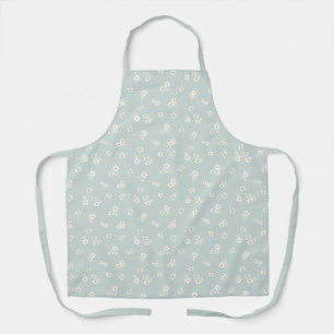 Tablier Petites fleurs blanches sur le bleu - motif sans s