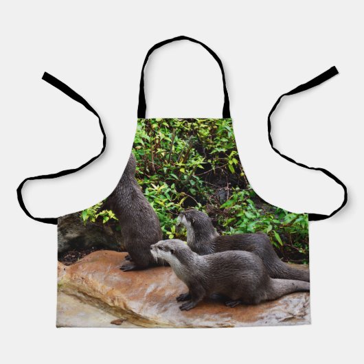 Tablier Petites loutres Grises, Tablette Pleine Impression (Recto)