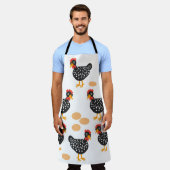 Tablier Petites poules mouchetées noires et oeufs (Porté)