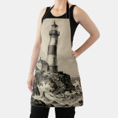 Tablier Phare rayé vintage côte orageuse  (Insitu)