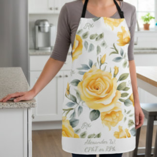 Tablier Pharmacie personnalisée Yellow Rose & RX