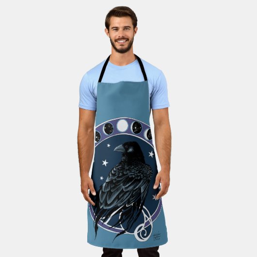 Tablier Phases de la lune corail Étoiles Bleu