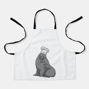 Tablier Phoque comme cuisinier avec toque de chef