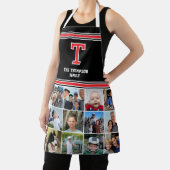 Tablier Photo Collage Famille Monogramme Rouge Noir (Insitu)