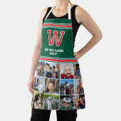 Tablier Photo Collage Famille Monogrammé Rouge Vert (Insitu)