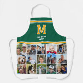 Tablier Photo Collage Family Monogram Green Yellow (Recto)