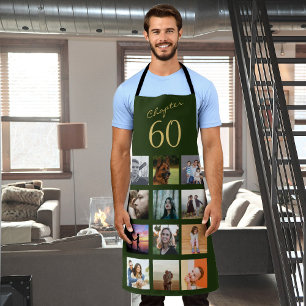 Tablier Photo Collage Green Gold 60e anniversaire