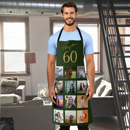 Tablier Photo Collage Green Gold 60e anniversaire