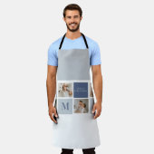 Tablier Photo Collage moderne & Bleu Happy Fête des pères  (Porté)