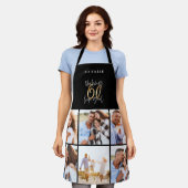 Tablier Photo collage noir et or 60e anniversaire moderne (Porté)