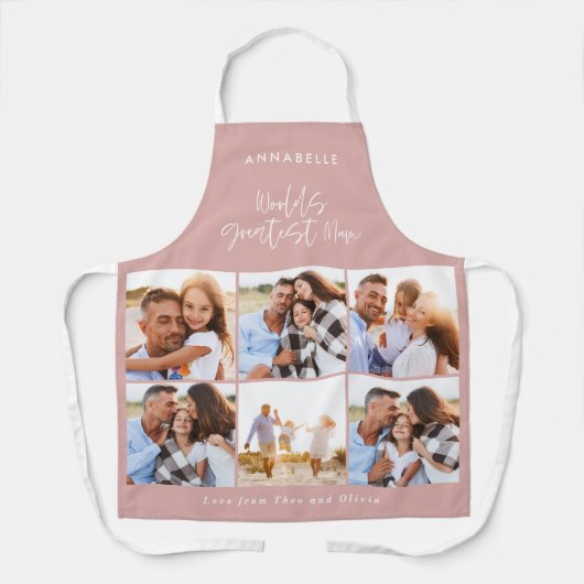 Tablier Photo collage rose girly moderne mère journée (Recto)