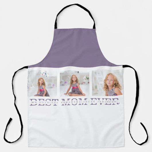 Tablier Photo de collage moderne Meilleure mère Ever Purpl (Recto)