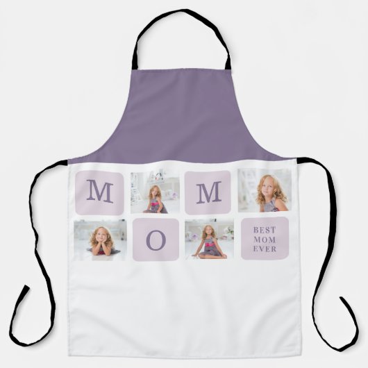 Tablier Photo de collage moderne Meilleure mère Ever Purpl (Recto)