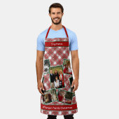 Tablier Photo de famille Collage et nom Noël Plaid Apro (Porté)