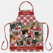 Tablier Photo de famille Collage et nom Noël Plaid Apro (Recto)