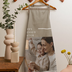 Tablier Photo de famille moderne beige Heureuse Sainte P